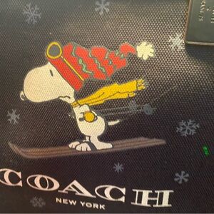 Coach x Peanuts Black Tote with Snowflake Design